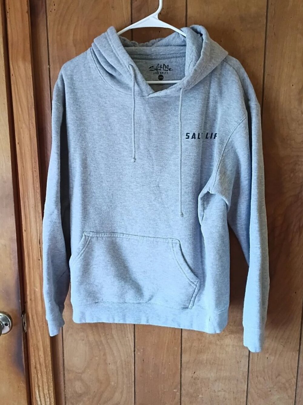 Salt Life Gray Hoodie Sweatshirt Men's Size L Pullover Cotton Blend Logo